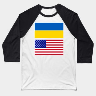 USA and Ukraine Flag Baseball T-Shirt